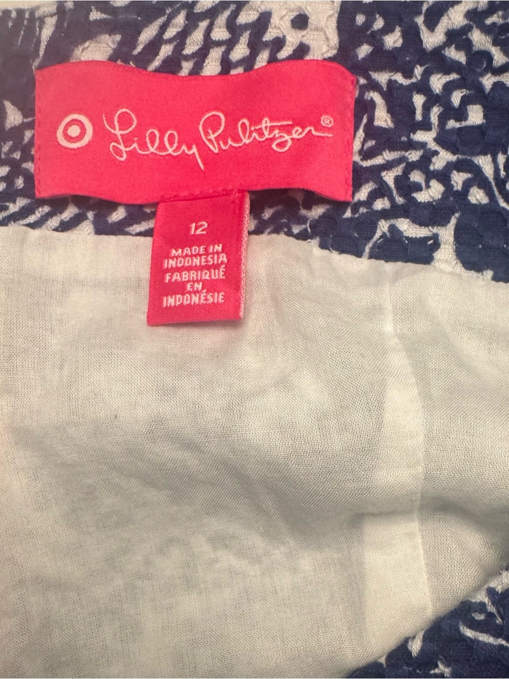 Lilly Pulitzer & Target Upstream Fish Print Shift Dress Navy White Lace Size 12 - Picture 6 of 6